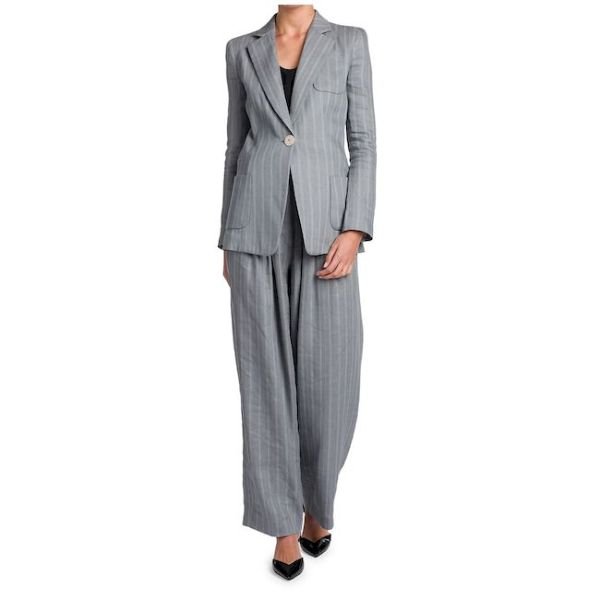 Striped Linen  Silk Pleated Trousers