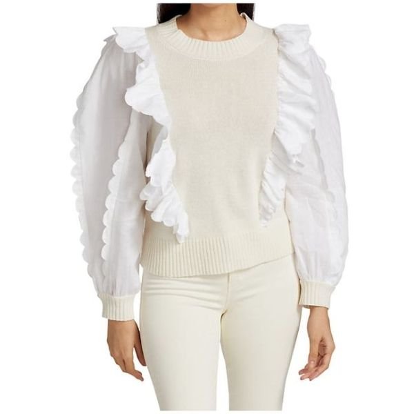 Ruffle Combo Sweater