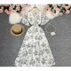 Floral V-Neck Dress Beach Vacation Style Chiffon A-Line Long Dresses