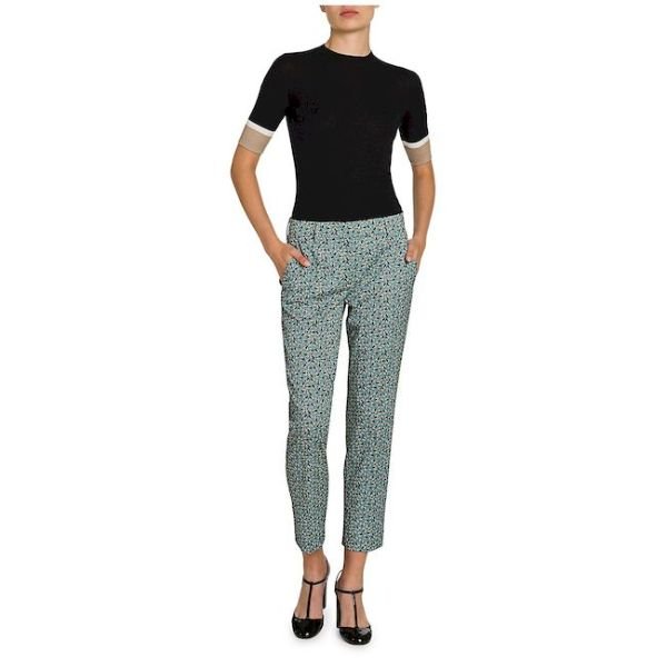 Bee Print Wool Gaberdine Trousers