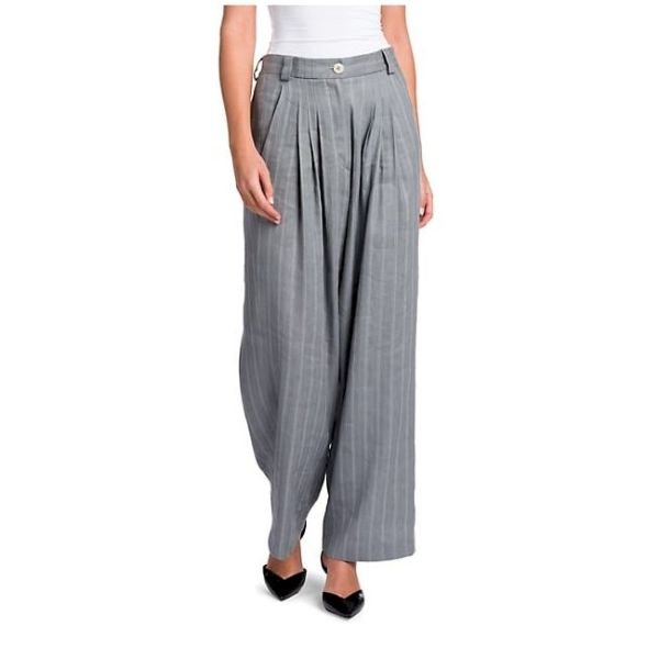 Striped Linen  Silk Pleated Trousers