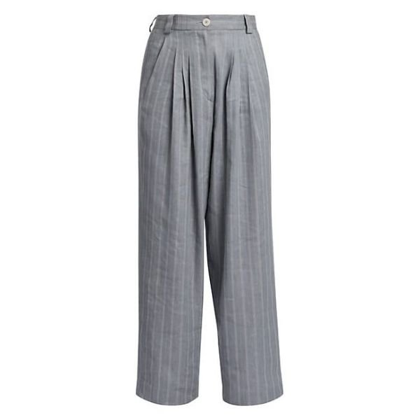 Striped Linen  Silk Pleated Trousers