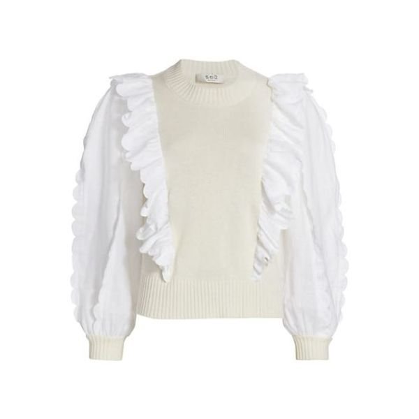 Ruffle Combo Sweater