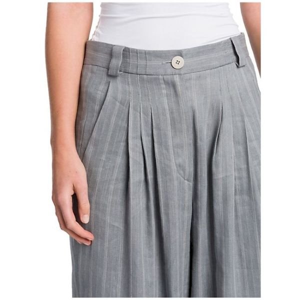 Striped Linen  Silk Pleated Trousers